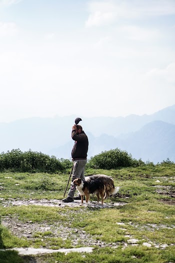 Man Standing Beside Dog