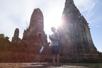 Man Standing in Front of Angkor Wat, Cambodia