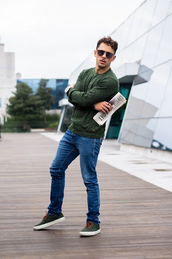 Man standing near building