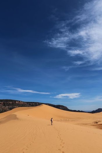 man standing on desert