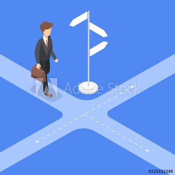 Man standing on the crossroads and thinking