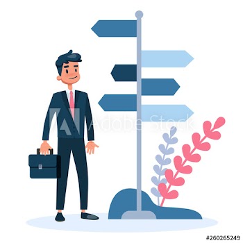 Man standing on the crossroads and thinking