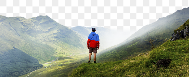 Man standing png mountain border, | Free PNG - rawpixel