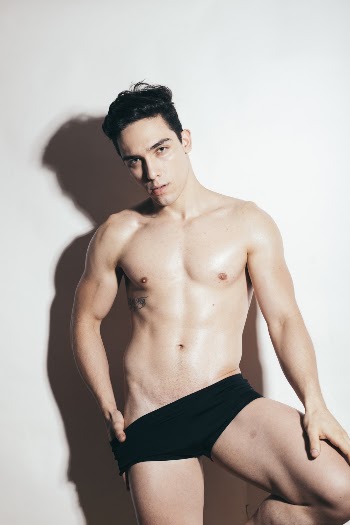 Man Standing Wearing Black Underwear