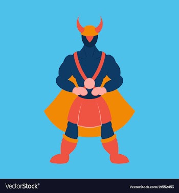 Man superhero superhero standing icon in flat vector image