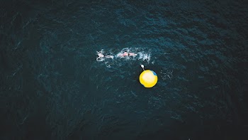 Man Swimming in the Middle of the Water