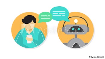 Man talking to a chatbot online on smartphone