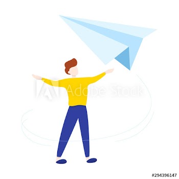Man throwing big paper plane