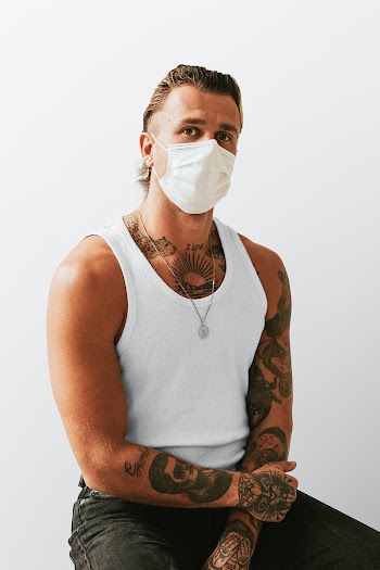 Man using a face mask during covid pandemic