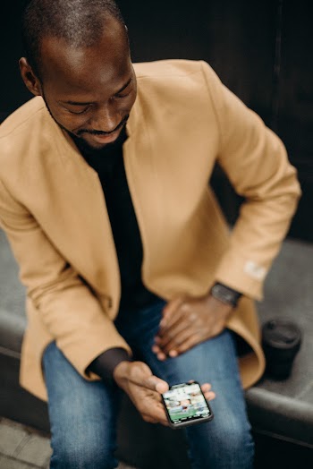 Man Using Android Smartphone