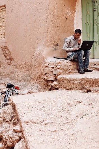 man using black laptop