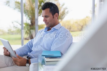 Man using digital tablet