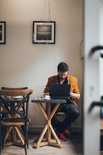 Man Using Laptop Computer
