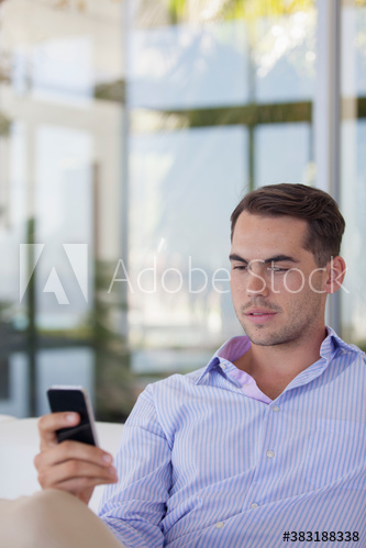 Man using smart phone