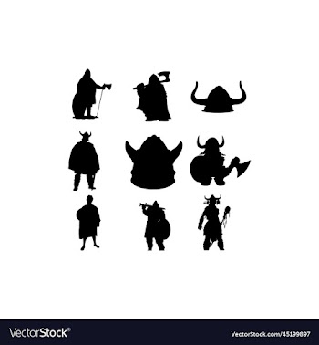 man viking set silhouette design