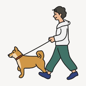 Man walking dog clipart, part-time | Free Vector Illustration - rawpixel