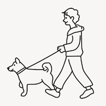 Man walking dog sticker, part-time | Free PSD Illustration - rawpixel