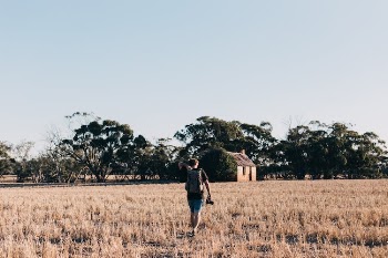 Man Walking through the Field