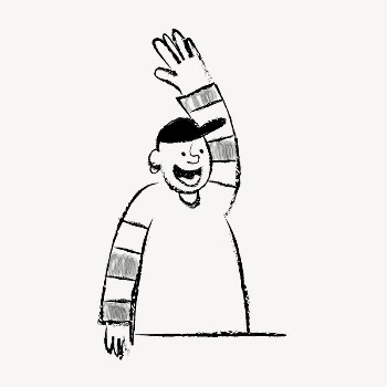 Man waving hand doodle in black | Free PSD Illustration - rawpixel