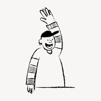 Man waving hand sticker, doodle | Free Vector Illustration - rawpixel