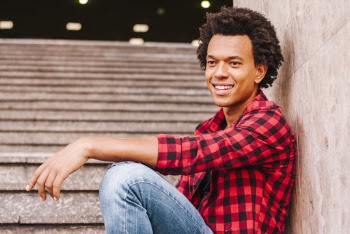 Man Wearing a  Black and Red Checked  Shirt