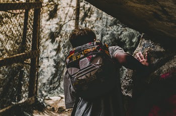 Man Wearing Adidas Backpack