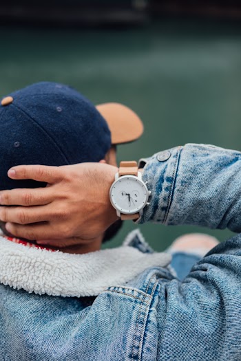 Man Wearing Analog Watch