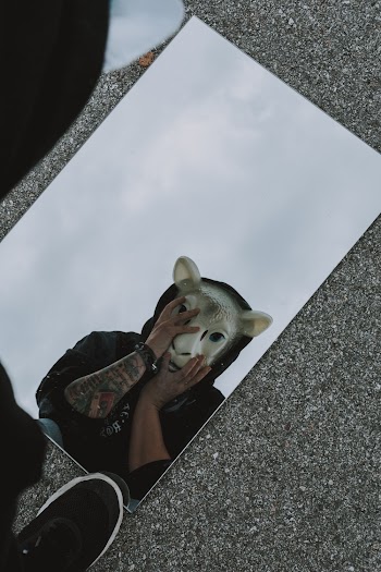 Man Wearing Animal Mask
