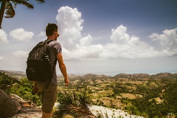 Man Wearing Backpack