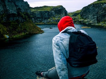 Man Wearing Backpack