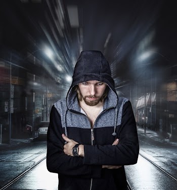 Man Wearing Black and Gray Full-zip Hoodie