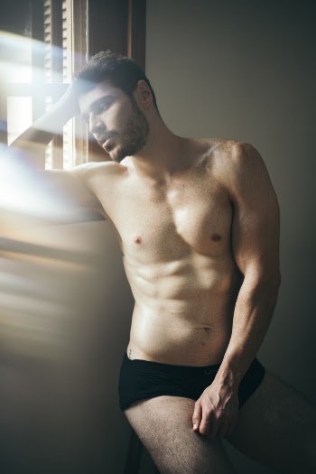 Man Wearing Black Boxer Short