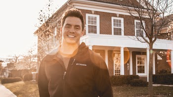 Man Wearing Black Columbia Zip-up Jacket