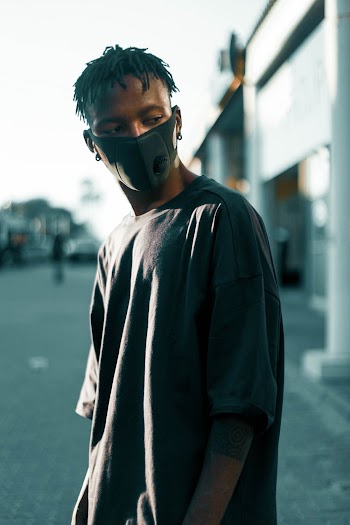 Man Wearing Black Face Mask