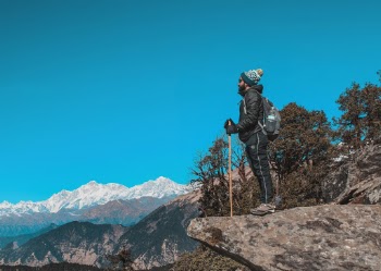 Man Wearing Black Jacket Near Mountain
