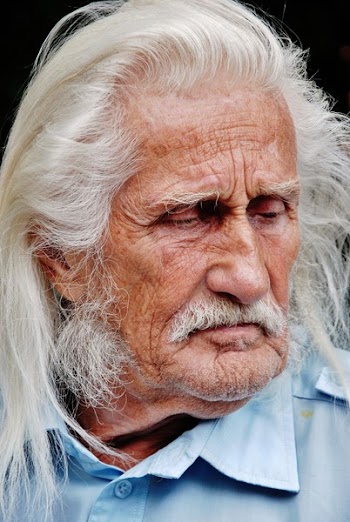 Man Wearing Blue Collared Top