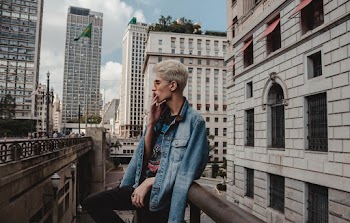 Man Wearing Blue Denim Jacket