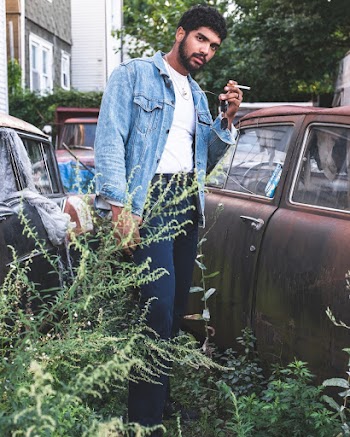 Man Wearing Blue Denim Jacket and Blue Jeans