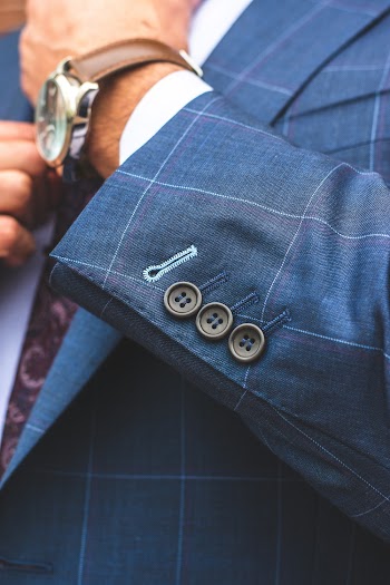 Man Wearing Blue Designer Suit