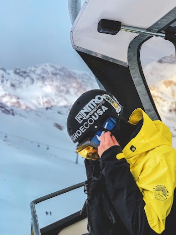 Man Wearing Blue Nike Snow Goggles
