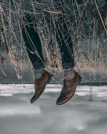 man wearing brown dress shoes