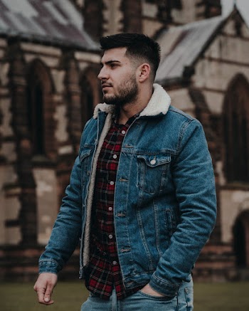 Man Wearing Denim Jacket