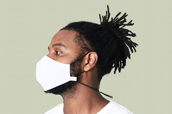 Man wearing face mask mockup psd due to covid-19 protection