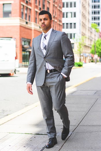 Man Wearing Gray Suit