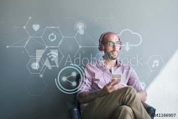 Man wearing headphones