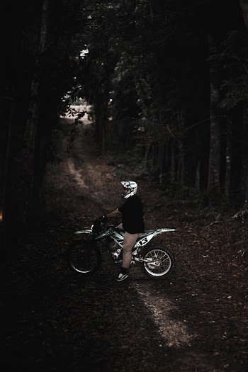 Man Wearing Helmet Riding A Dirt Bike