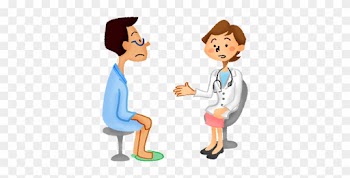 Man Wearing Hospital Gown Receiving A Medical Consultation - Physical Examination
