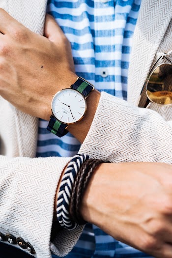 Man Wearing Jacket and Watch