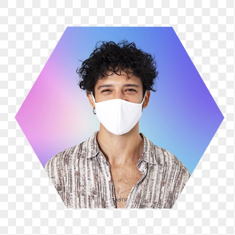 Man wearing mask png, hexagon | Free PNG - rawpixel