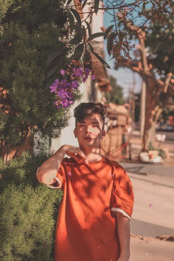 Man Wearing Orange T-shirt